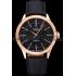 Replica Swiss Rolex Cellini Time Rose Gold Case Black Dial Black Leather Bracelet   622656