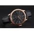 Replica Swiss Rolex Cellini Time Rose Gold Case Black Dial Black Leather Bracelet   622656