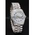 Swiss Rolex Day Date Diamond Pave Dial And Bezel And Stainless Steel Bracelet