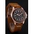 Rolex Yacht Master Black Dial Brown Bezel Rose Gold Case Brown Leather Bracelet 1453860