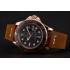 Rolex Yacht Master Black Dial Brown Bezel Rose Gold Case Brown Leather Bracelet 1453860