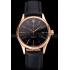 Swiss Rolex Cellini Date Black Dial Rose Gold Markings Rose Gold Case Black Leather Strap Replica