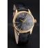 Swiss Rolex Cellini Black Dial Gold Markings Gold Case Black Leather Strap