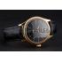 Swiss Rolex Cellini Black Dial Gold Markings Gold Case Black Leather Strap