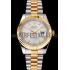 Swiss Rolex Datejust White Dial Gold Bezel Stainless Steel Case Two Tone Gold Bracelet