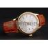 Swiss Rolex Datejust White Dial Gold Case Light Brown Leather Strap