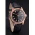 Swiss Rolex Datejust Black Dial Rose Gold Case Black Leather Strap