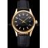 Replica Swiss Rolex Datejust Black Dial Gold Case Black Leather Strap