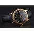 Replica Swiss Rolex Datejust Black Dial Gold Case Black Leather Strap