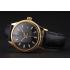 Replica Swiss Rolex Datejust Black Dial Gold Case Black Leather Strap