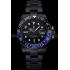 Swiss Rolex GMT Master II Black Dial Blue And Black Bezel Black PVD Case And Bracelet Replica