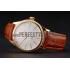 Cheap Swiss Rolex Cellini White Guilloche Dial Gold Case Light Brown Leather Strap