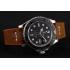 Rolex Yacht Master Black Dial Silver Case Brown Leather Bracelet 1453859