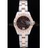 Rolex Datejust Diamonds Rose Gold Polished Bezel Brown Dial 7475