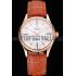 Swiss Rolex Cellini White Dial Roman Numerals Rose Gold Case Light Brown Leather Strap