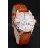 Swiss Rolex Cellini White Dial Roman Numerals Rose Gold Case Light Brown Leather Strap