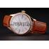 Swiss Rolex Cellini White Dial Roman Numerals Rose Gold Case Light Brown Leather Strap