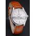 Swiss Rolex Cellini White Dial Roman Numerals Stainless Steel Case Light Brown Leather Strap