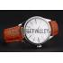 Swiss Rolex Cellini White Dial Roman Numerals Stainless Steel Case Light Brown Leather Strap