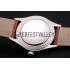 Swiss Rolex Cellini White Dial Roman Numerals Stainless Steel Case Light Brown Leather Strap