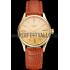 Swiss Rolex Cellini Gold Dial Roman Numerals Gold Case Light Brown Leather Strap