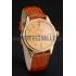 Swiss Rolex Cellini Gold Dial Roman Numerals Gold Case Light Brown Leather Strap