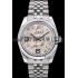 Rolex DateJust Stainless Steel Ribbed Bezel Flower Silver Dial 41983