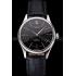 Swiss Rolex Cellini Black Dial Steel Case Black Leather Strap