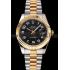 Swiss Rolex Datejust Black Dial Gold Bezel Stainless Steel Case Two Tone Bracelet