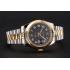 Swiss Rolex Datejust Black Dial Gold Bezel Stainless Steel Case Two Tone Bracelet