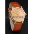 Swiss Rolex Cellini Gold Dial Gold Case Light Brown Leather Strap