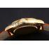 Swiss Rolex Cellini Gold Dial Gold Case Light Brown Leather Strap