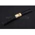 Rolex Black Leather with Gold Clasp Bracelet  622496