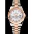 Swiss Rolex Datejust White Dial Rose Gold Bezel Stainless Steel Case Two Tone Bracelet Replica