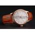 Swiss Rolex Cellini White Dial Rose Gold Case Light Brown Leather Strap