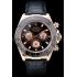 Rolex Daytona Rose Gold Case Black Dial Black Leather Strap