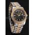 Swiss Rolex Day-Date Black Dial Gold Diamond Case Two Tone Stainless Steel Bracelet 1453976