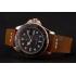 Rolex Yacht Master Black Dial Rose Gold Case Brown Leather Bracelet 1453861