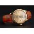 Swiss Rolex Datejust Gold Dial Gold Case Light Brown Leather Strap