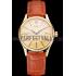 Replica Swiss Rolex Cellini Date Gold Guilloche Dial Gold Case Light Brown Leather Strap