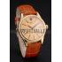 Replica Swiss Rolex Cellini Date Gold Guilloche Dial Gold Case Light Brown Leather Strap