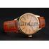 Replica Swiss Rolex Cellini Date Gold Guilloche Dial Gold Case Light Brown Leather Strap