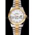 Replica Swiss Rolex Datejust White Dial Diamond Hour Marks Gold Bezel Stainless Steel Case Two Tone Bracelet