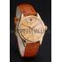 Swiss Rolex Cellini Gold Dial Blue Markings Gold Case Light Brown Leather Strap