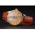 Swiss Rolex Cellini Gold Dial Blue Markings Gold Case Light Brown Leather Strap