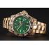 Swiss Rolex GMT Master II Green Dial Stone Set Bezel Gold Case And Bracelet  1453748