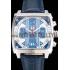 Tag Heuer Monaco 24 Calibre 36 Chronograph Blue And Grey Stripes Dial Blue Leather Strap 622273