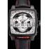 Tag Heuer Monaco Black-Red Perforated Leather Strap White Dial 80307