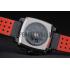 Cheap Tag Heuer Monaco Black-Red Perforated Leather Strap Black Dial 80309