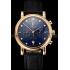 Omega Seamaster Vintage Chronograph Blue Dial Diamond Hour Marks Gold Case Black Leather Strap